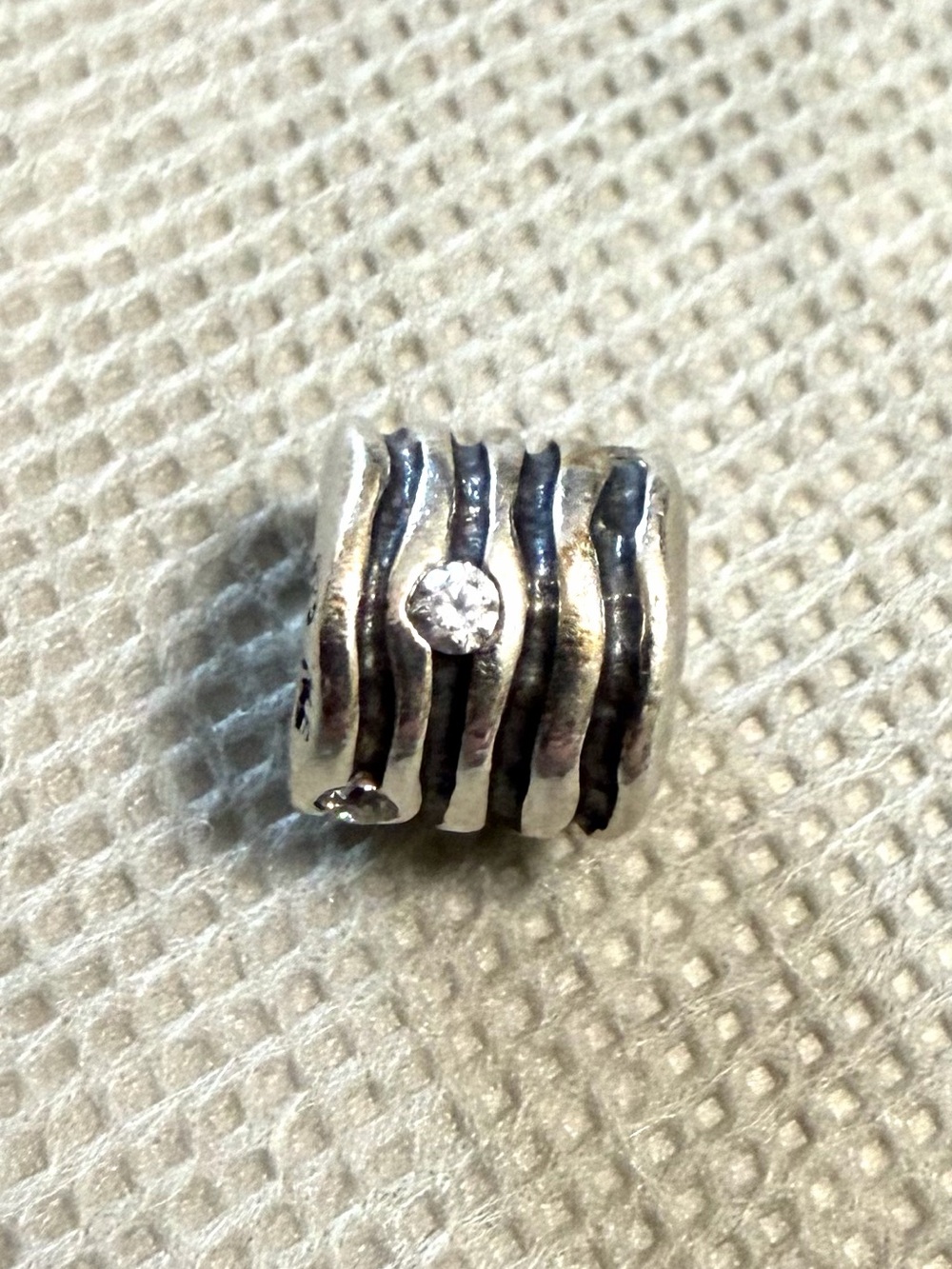 Pandora Sterling Silver Swirl Wavy Lines Cz Charm #790182CZ